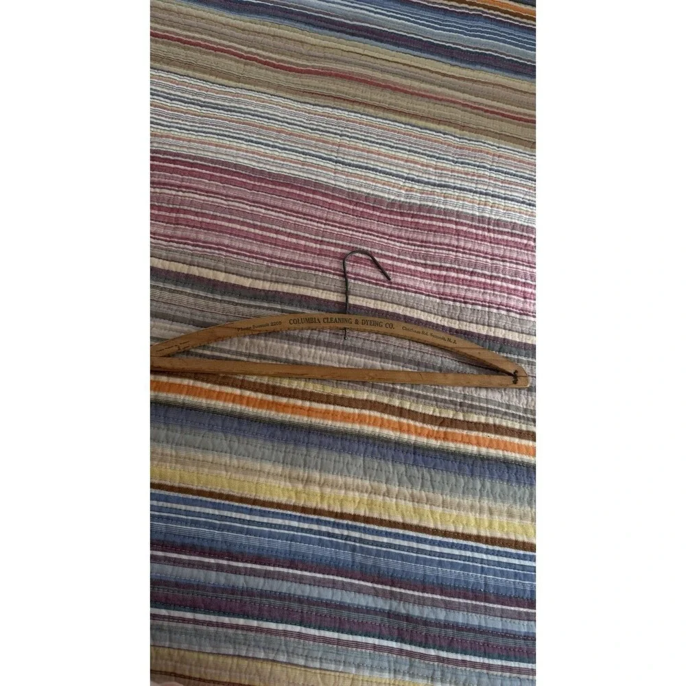 Vtg 5 pc Lot Antique Wire Hangers Advertising Wooden Clothes ny nj fl mo